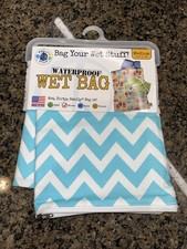 Planet Wise Waterproof Wet Bag Teal Chevron Medium NEW