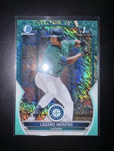 2023 Lazaro Montes Bowman Chrome 1st Aqua Shimmer Refractor Baseball Card # /125