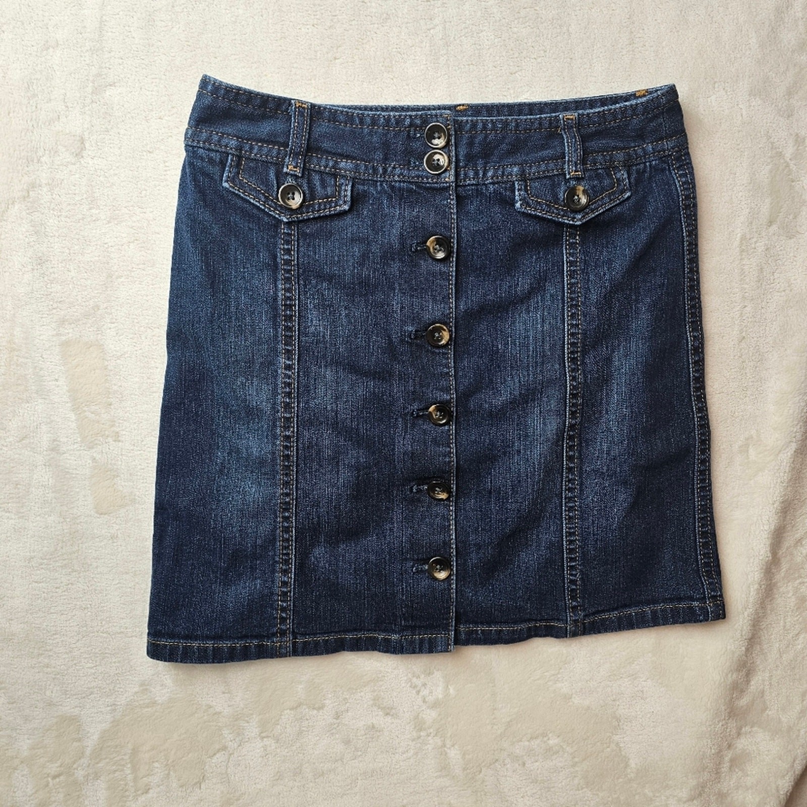 Ann Taylor Petite Western Denim Skirt Button Front Size 2P