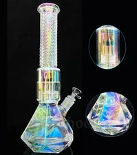 15'' Glass Bong Large Capacity Polygon Water Pipe Thick Smoking Hookah 14mm Bowl