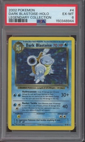 2002 Pokémon Legendary Collection Holo #4 Dark Blastoise EX-MT PSA 6