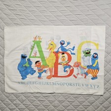 Vintage Sesame Street Twin Sheet Set 2 Pillowcase Set Muppets ABCs