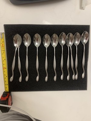SET 10 Pieces KUM KANG STAINLESS 18-10 Oneida Satin Aquarius Sugar Spoons. 