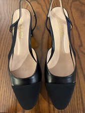 DEFECTIVE CHANEL Slingbacks Pumps Black  37 G...