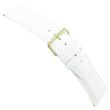 24mm Milano Padded Stitched Genuine Leather White Replacement Watch Band