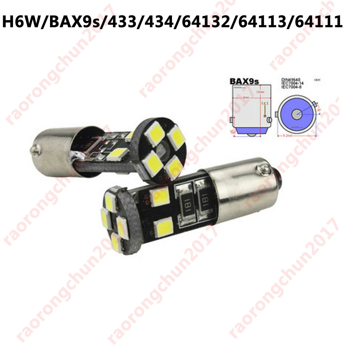 2X BAX9s H6W 433 Canbus LED Indicator Parking Side Light Bulb For BMW
