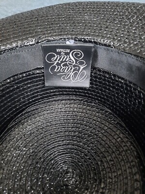 Classic vintage black straw hat with black bow by Betmar  display picture 3