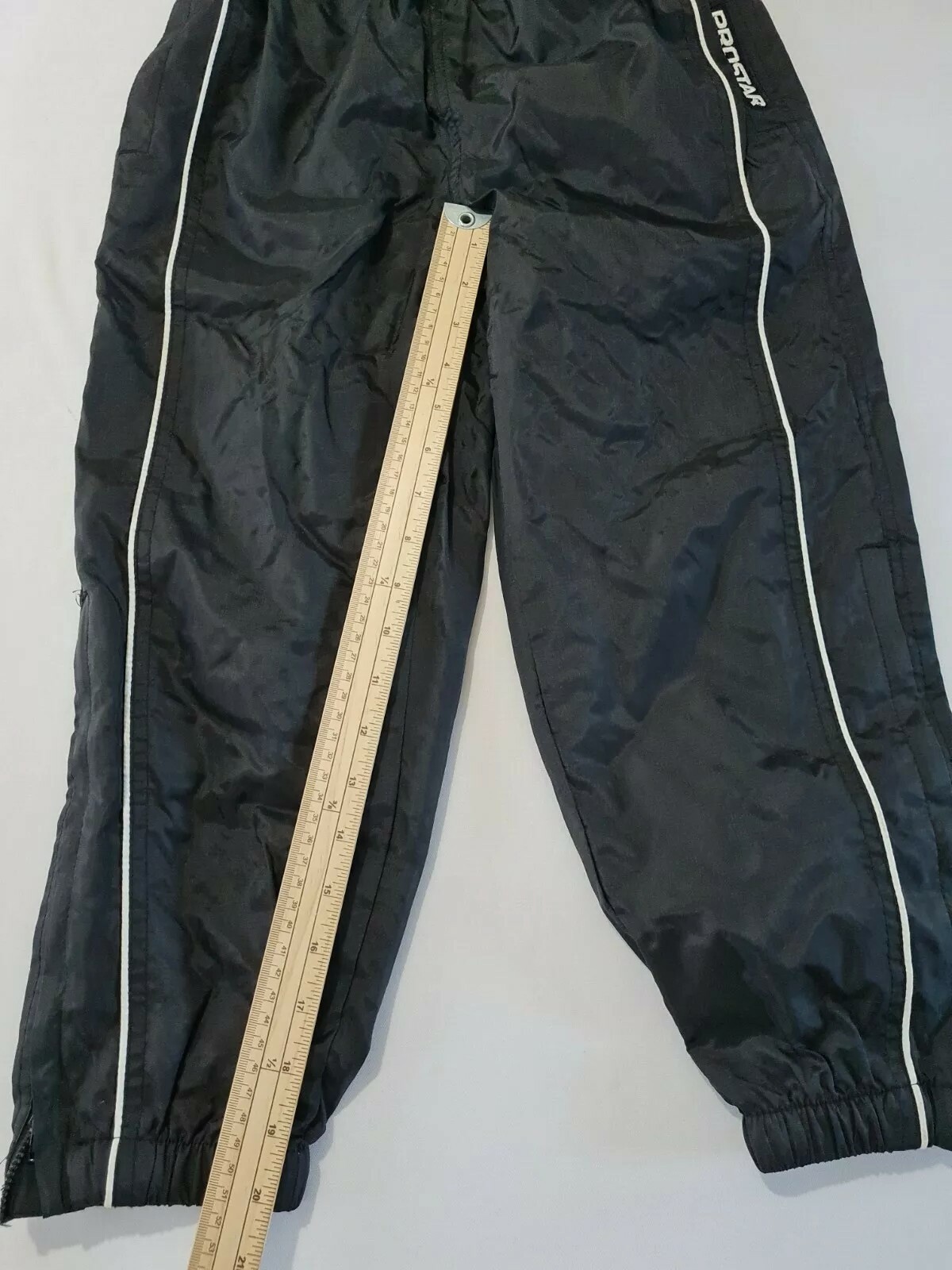 Boys Track Bottoms Prostar Size 20/22'' Zip Pockets Elastic Waist Black 4771 image 7
