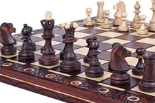 Handmade European Wooden Chess Set with 16 Inch Board Hand Carved Chess Pieces