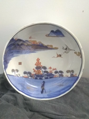 Antique 19th Century Japanese Imari Meiji Porcelain Large Porcelain Bowl Signed