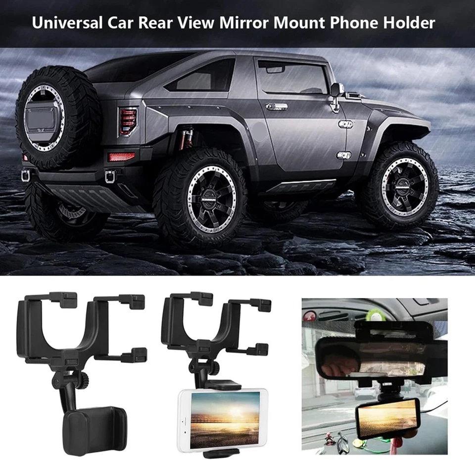 US 360 Rotation Car Rear View Mirror Mount Stand GPS Cell Phone Holder wholesale - Image 2 of 4