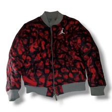 Nike Air Jordan Children's Reversible Puffer Coat. Gray/ Red / Black