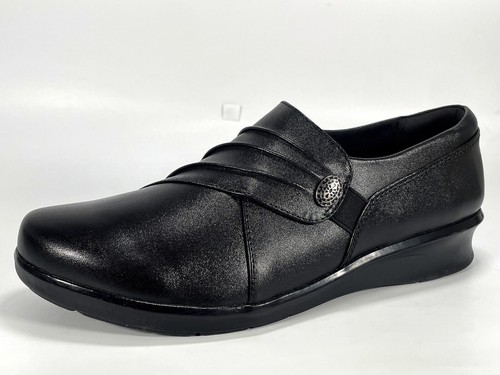 Brand New Clarks Hope Roxanne Women's Black Leather Loafer Shoes Size 6.5E
