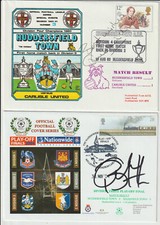 HUDDERSFIELD TOWN FC - SIGNED - BY OLD PLAYERS - PAIR ENVELOPES