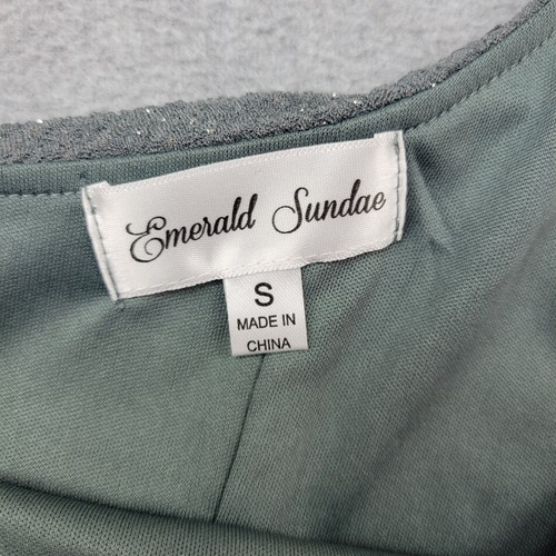 Emerald Sundae Dress Juniors Size Small One Shoulder Jeweled Ruched Gray New - Picture 9 of 13