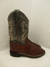 Old West Kids Brown Leather Cowboy Western Boot Square Toe SZ 12 D Sty BBSC1910