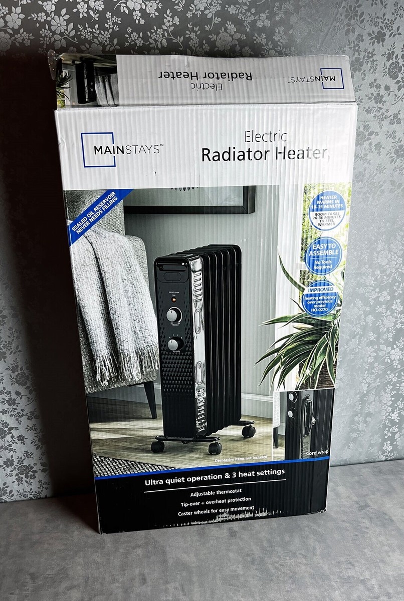 Chauffe-espace radiant portable électrique rempli d'huile Mainstays 1500 W  + protecteur de sécurité 810004819306 | eBay