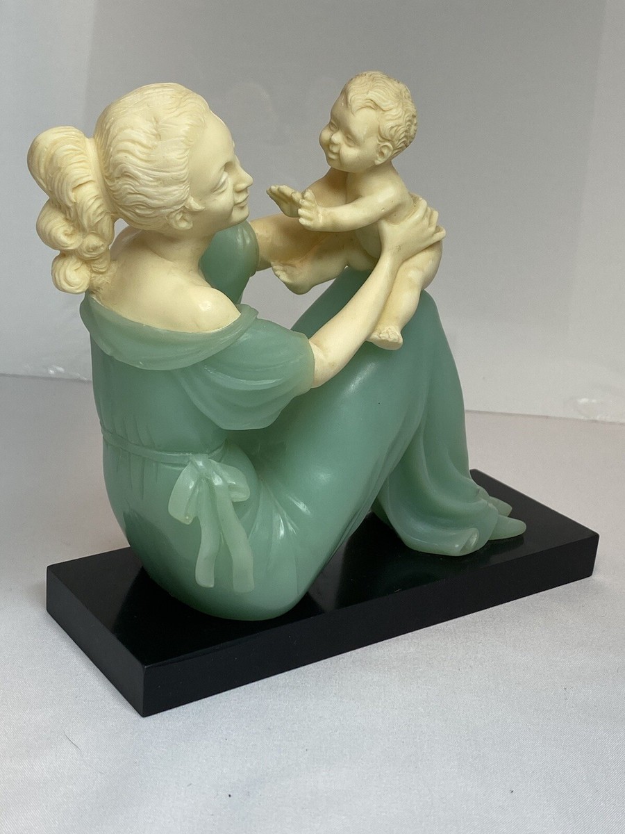 Gino Ruggeri Bianchi Signed Mother & Child Sculpture Italy Resin