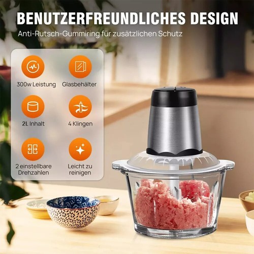 Elektrische Gemüseschneider 300W Zerkleinerer Gemüsereibe Küchenreibe 2000ml DHL - Bild 5 von 14