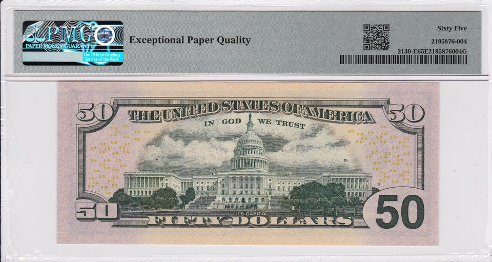 2006 $50 Federal Reserve Note | Ladder IE 02345678 A | Fr. 2130E (FW) | PMG65EPQ - Image 2 of 2
