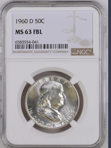 1960 D Franklin Half Dollar NGC MS63 FBL A6