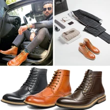 Bruno Marc Dress Boots with Wingtip Toe and Motorcycle Dress Shoe 6.5-15