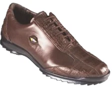 Los Altos Genuine BROWN CROCODILE BELLY Casual Shoe Lace Up Handmade Sneaker EE