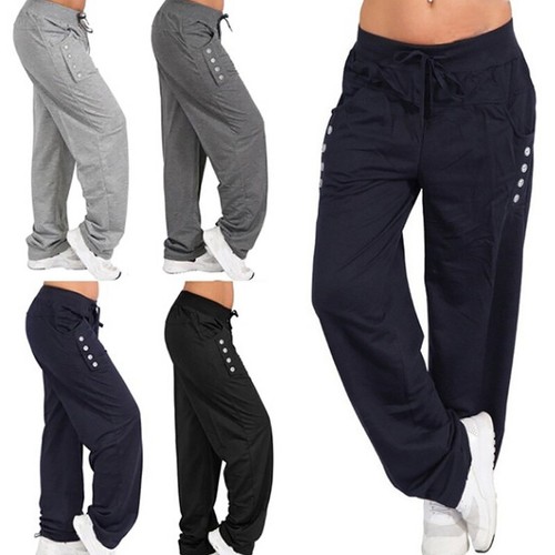 Women Trousers Loose Sweatpants Gym Sports Wide Leg Long Casual Pant Jogger 67UK - Picture 2 of 12