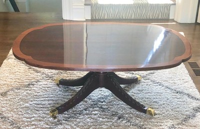 Vintage Stickley Classics Pedestal Mahogany Coffee Table Cherry Banded Ebay