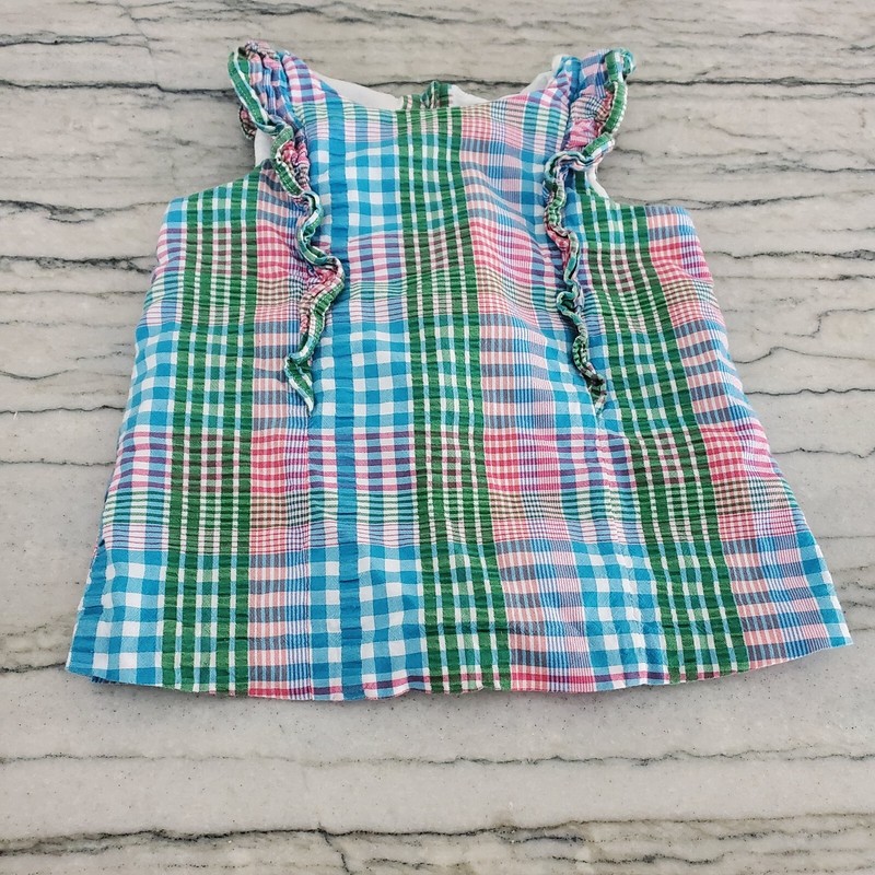 Janie and Jack Toddler Girls Sleeveless Ruffle Plaid Shirt Size 3