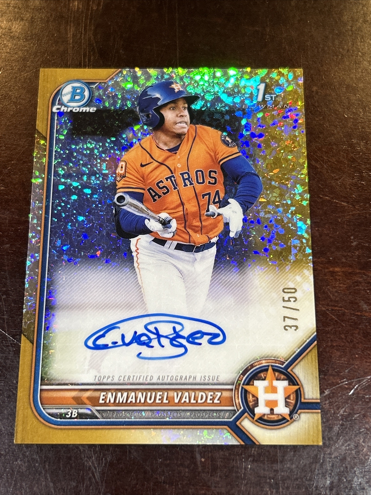 2022 1st Bowman Chrome Enmanuel Valdez GOLD MINI DIAMOND AUTO /50 Red Sox Rookie