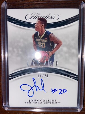 2020-21 John Collins Flawless Collegiate Legacy Auto SP #8/20 Hawks Wake Forest
