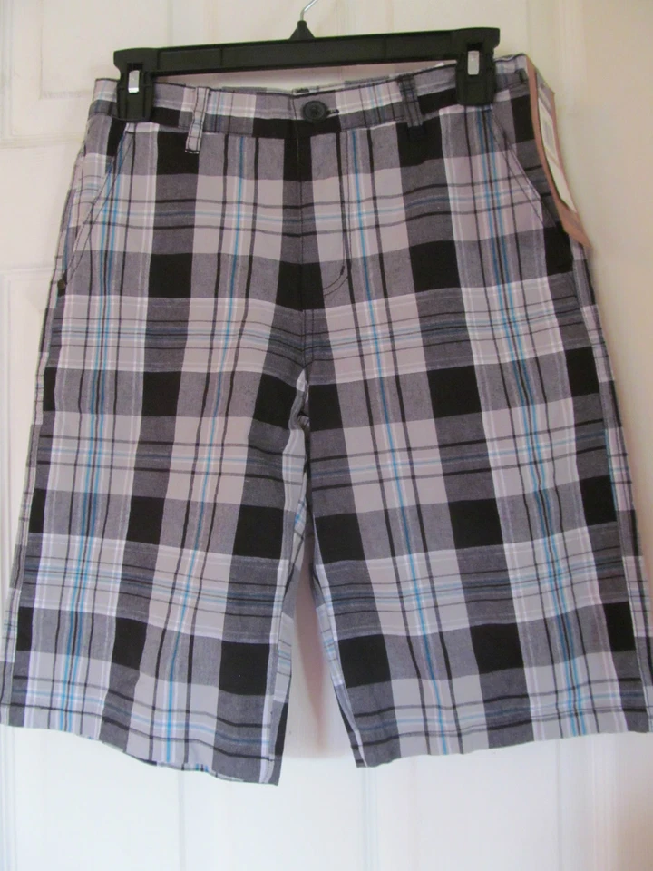 Новый с Ярлыками мальчика зоопарк Йорк черный, белый, Aqua синий, серый клетку/клетчатый шорты размер 12 - Изображение 3 из 4