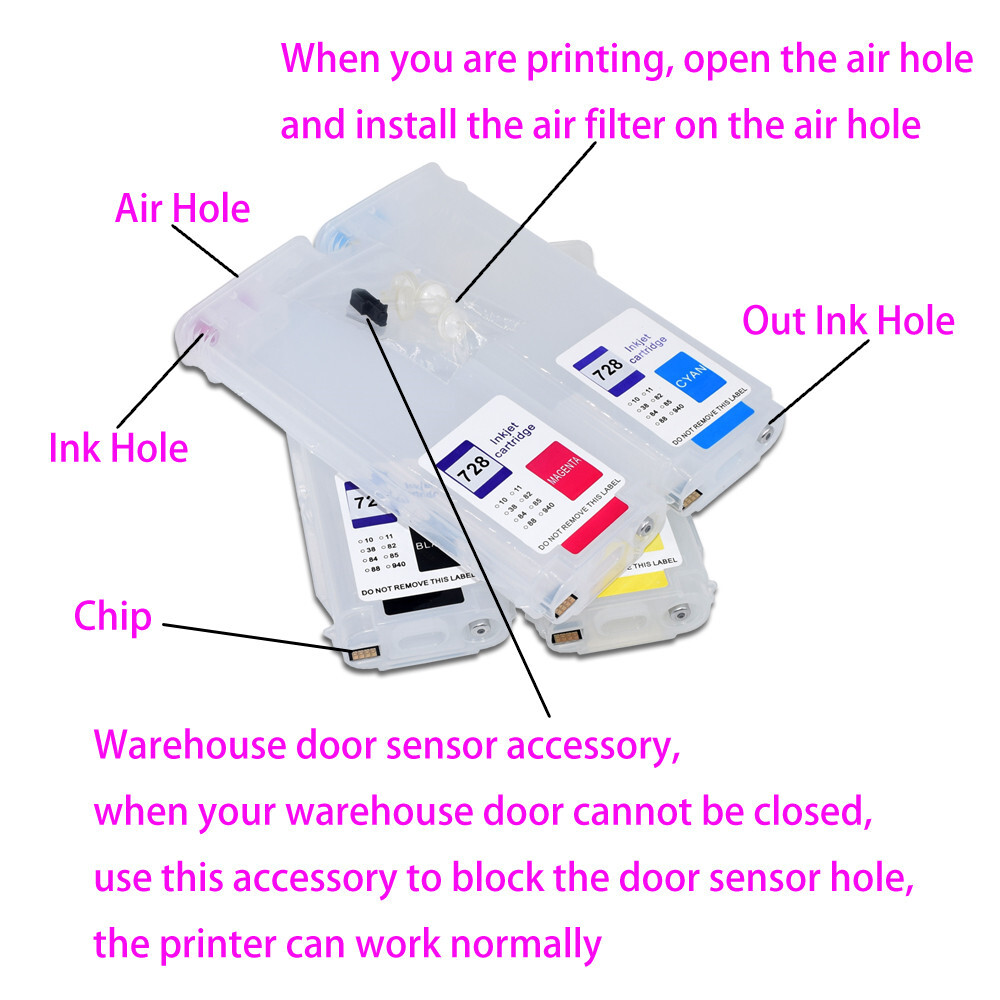 HP T730 T830 4PC/SET For HP 728 Empty Ink Cartridge with Chip | Inkjet ...