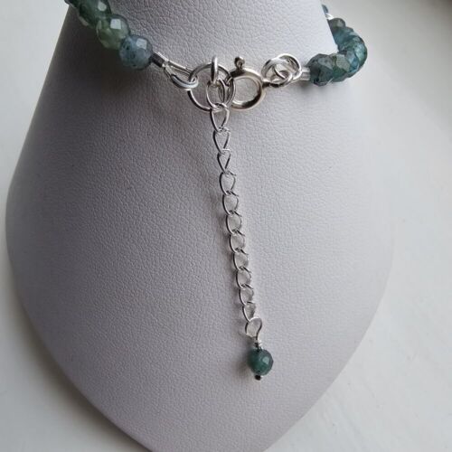 925 Sterling Silber & blauer Apatit facettierte Edelstein Perlen Armband - Bild 3 von 6