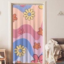 Small Stall Half Rv Pink 70s Cute Retro Floral Daisy Shower Curtain for Bathr...
