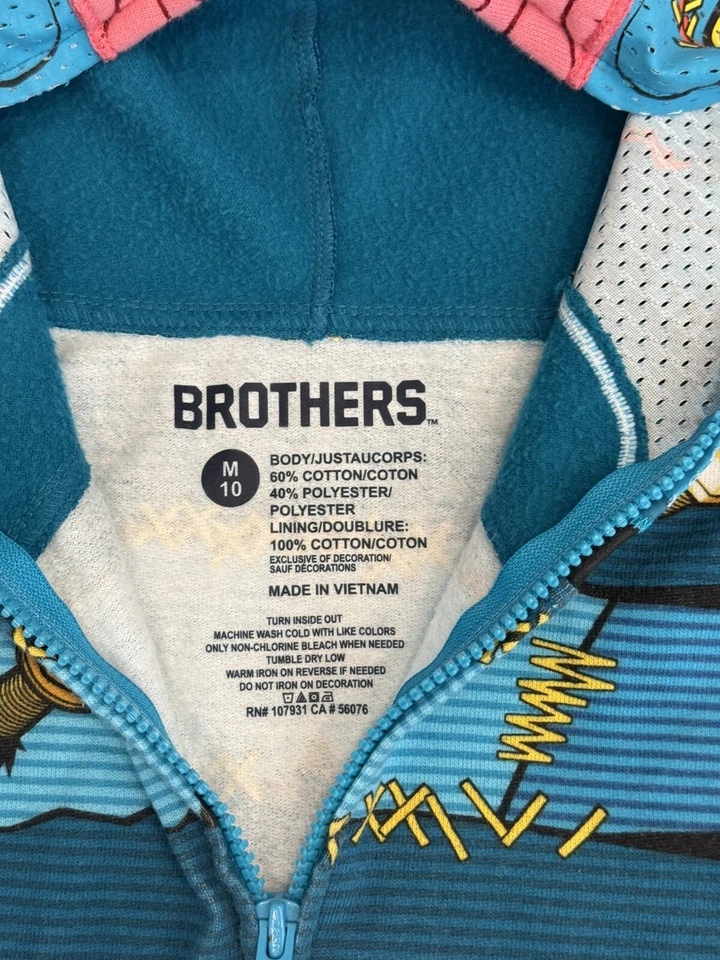 Sudadera con capucha y cremallera cara completa para niños Brothers Justice Zombie Monster Brain M 10 Foto 4 de 4