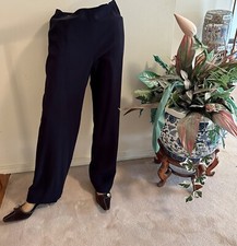 CHANEL Black  Wool Crepe, Silk Lined Straight Leg, Flat Front Pants Size 40 US 8