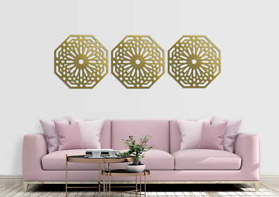 DECORATIVE MOROCCAN TRIPTYCH, MOROCCAN STYLE, 3D WALL DECOR, ORNAMENT, GOLD