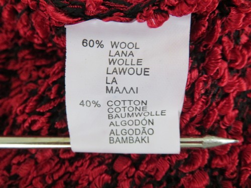EVELIN Women's Red & Black Woven Wool Cotton Blend Button Down Sweater Size M/L - Picture 6 of 7