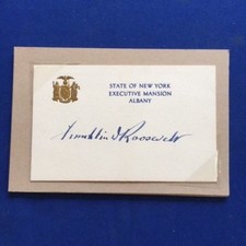 FRANKLIN D. ROOSEVELT AUTOGRAPH ON STATE OF NEW YORK EXECUTIVE MANSION CARD