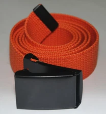 NEW FLIP TOP ADJUSTABLE WEB ORANGE CANVAS GOLF BELT BLACK BUCKLE MEN WOMEN