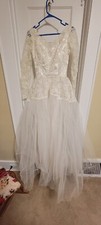 Vintage wedding dress 1950's, Tulle, Lace and Beaded Back