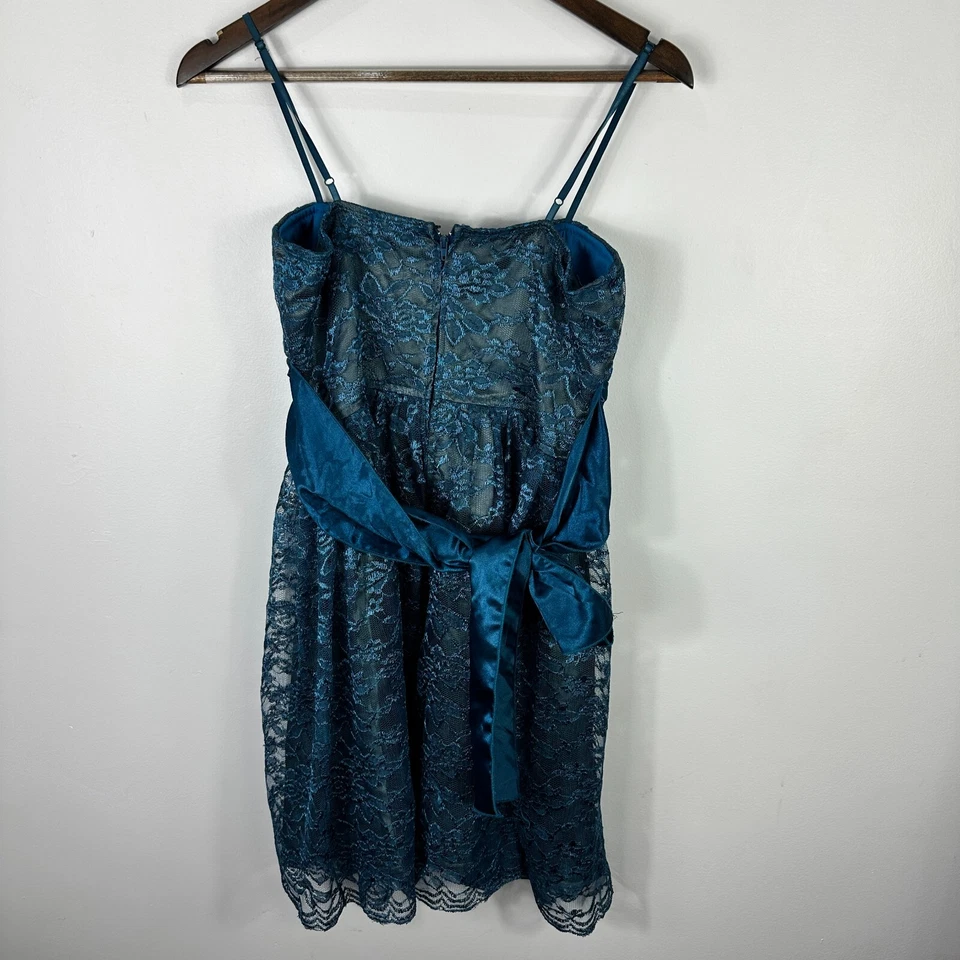 Mini Vestido De Colección Y2K Trixxi Para Mujer 7 Azul Encaje Fiesta Acanalado Coqueta Baile de graduación HOCO Foto 3 de 4