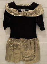 1990s Disorderly Kids Dress Black & Gold Size 14 Vintage Multi Lined USA Made