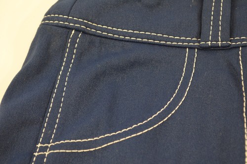 Vintage Blue Hot Pants Shorts 100% Nylon Size 12 Girls White Stitching Taiwan - Picture 3 of 10