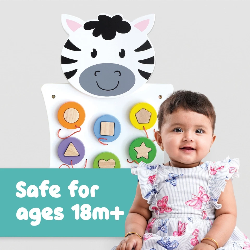 SPARK & WOW Zebra Activity Wall Panel | Ages 18m+ | Montessori Sensory Wall T... - Изображение 2 из 4