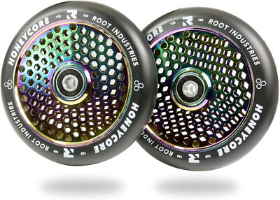 2 x Root Industries Honeycore Stunt-Scooter Rolle 120mm Neochrome Rainbow