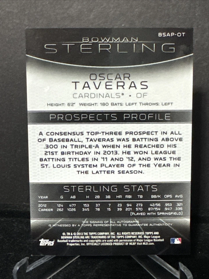 2013 Bowman Sterling - Prospect Autographs #BSAP-OT Oscar Taveras (AU, RC) - Image 2 of 2