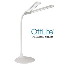 OttLite Pivot LED Desk Lamp Dual Shades Touch Dimmer White